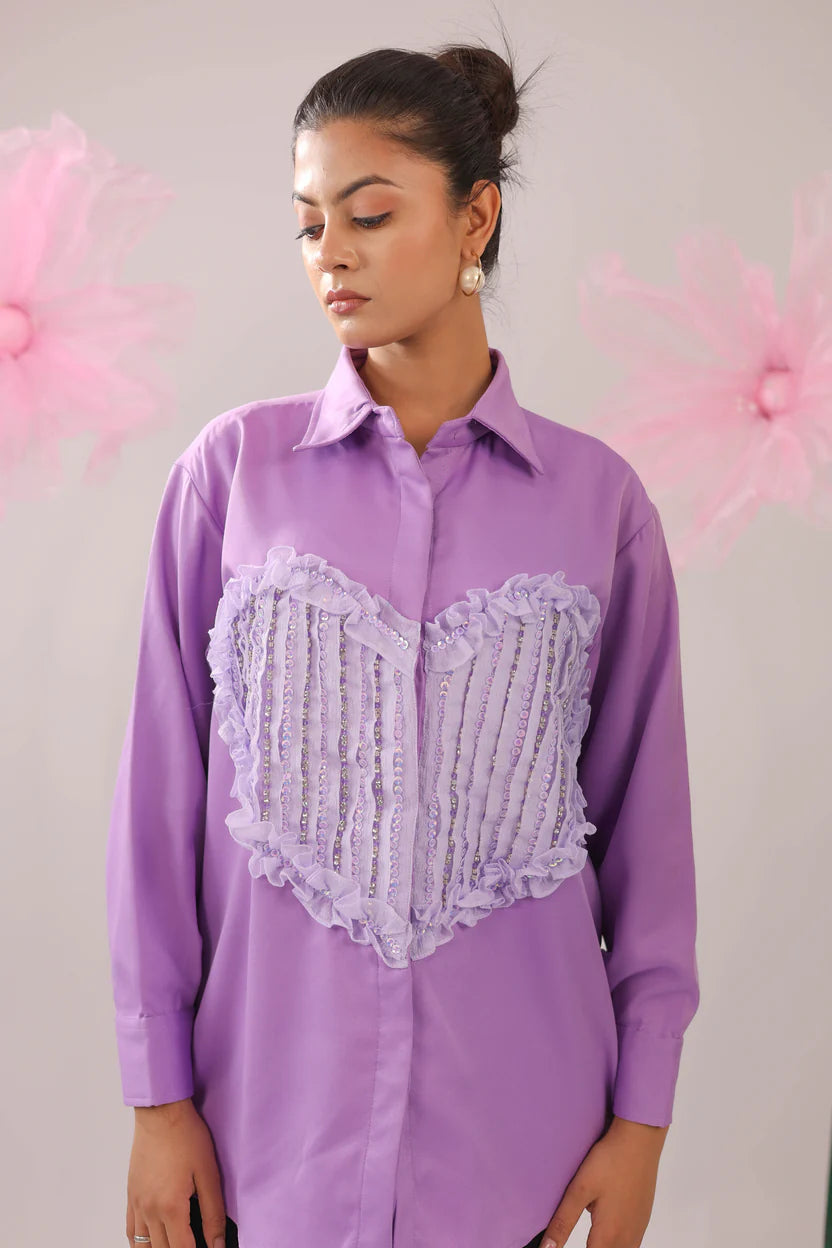 THE BIG HEART LAVENDER CRAPE SHIRT
