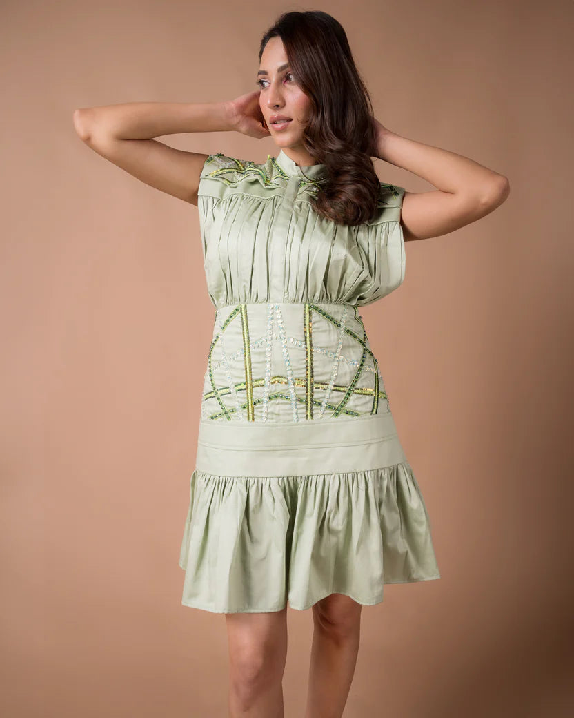 The Mint Green Mini Dress - BeyondStiches