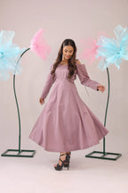 The dirty pink cold shoulder knot midi cotton dress - BeyondStiches