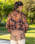 Mimosa Organza Mesh Lace bow shirt