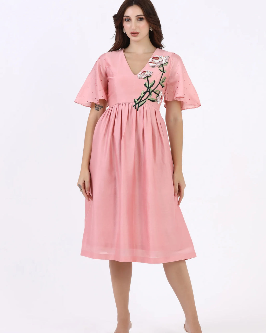 Rosé Garden Midi Dress