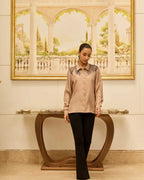 Love-Worn Gold Fondant French Lace Habotai Silk Shirt