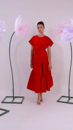 The red rose flared midi dress - BeyondStiches