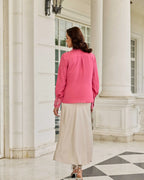 Thistle Fuchsia Pink Cutdana Embroidery French Lace Shirt