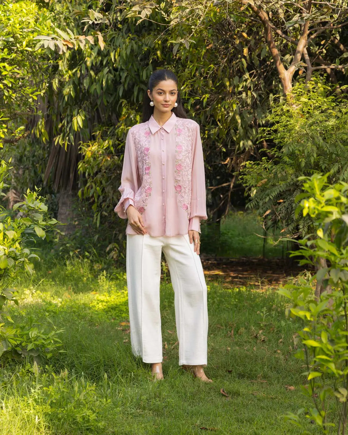 Iris French Lace Satin shirt