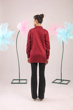 THE MAROON GATHERED TIE UP COTTON SHIRT - BeyondStiches