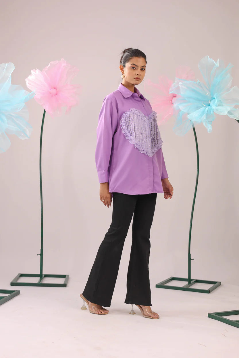 THE BIG HEART LAVENDER CRAPE SHIRT