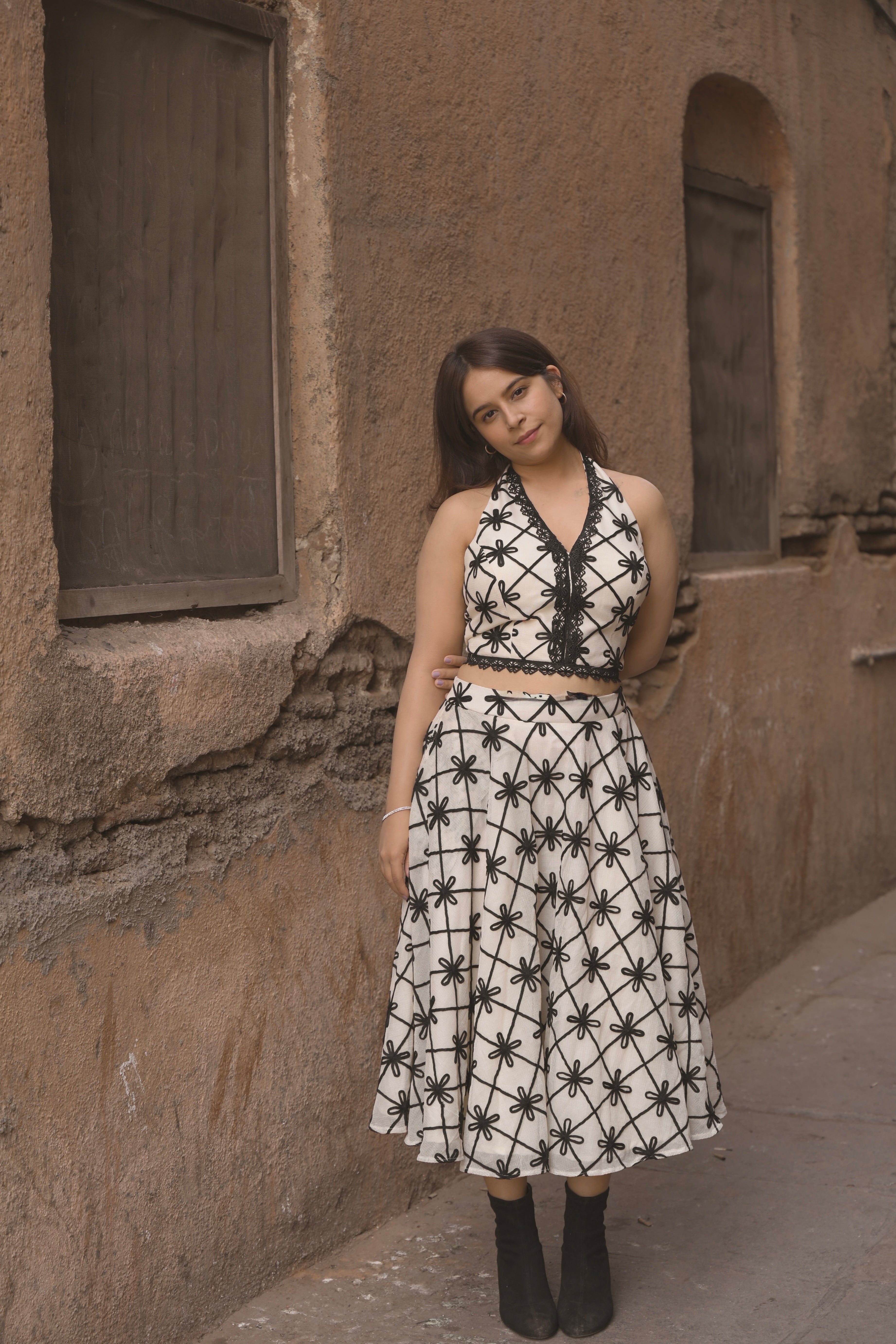 Black Cross Halter Neck Top - Divya Chawla