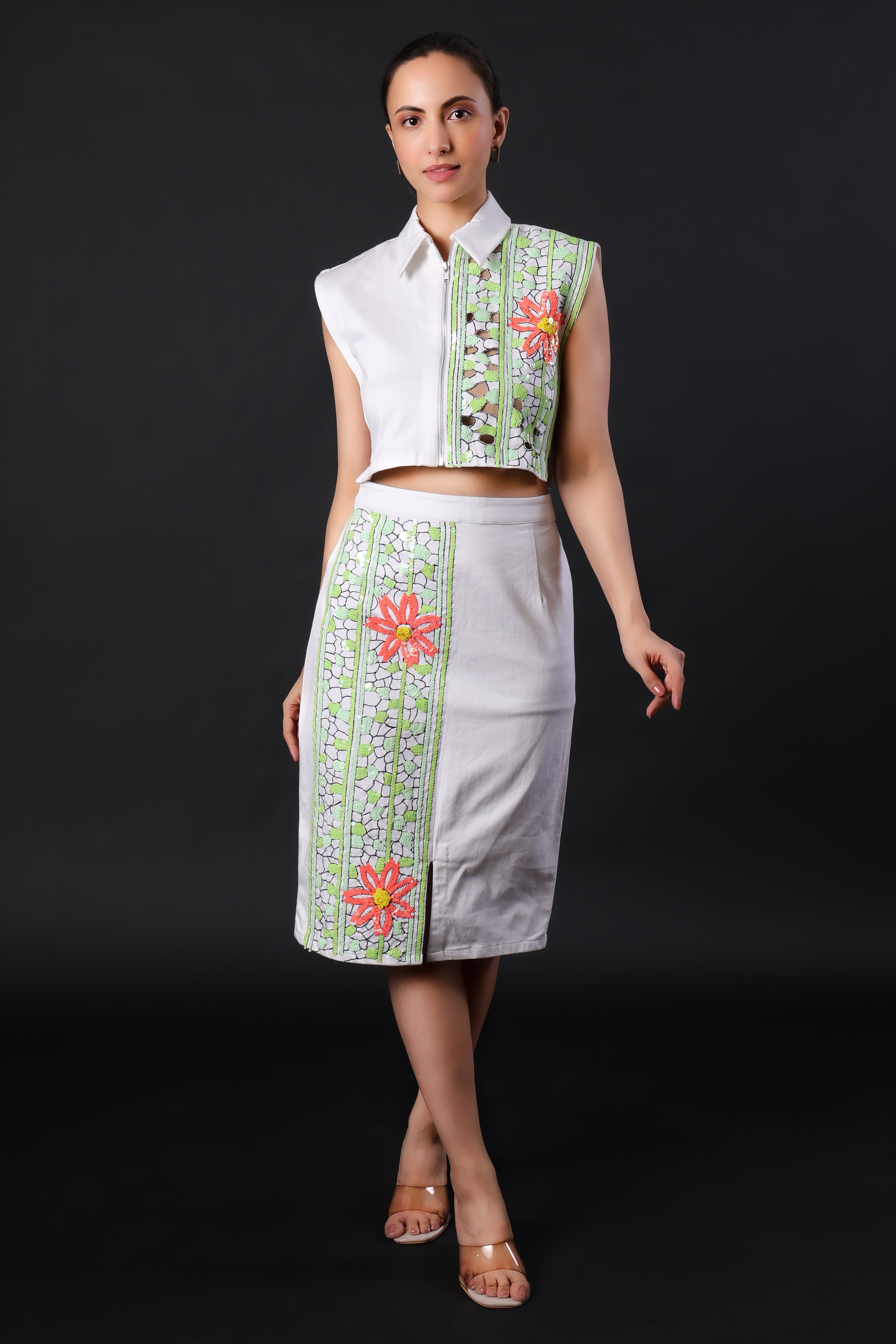 Pristine Cotton White Skirt - Harneet Kaur