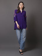 Purple Crushed Embroidered Shirt