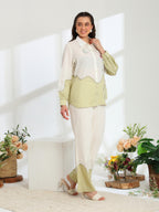 Ether Sage Green Embroidered French lace Silk Linen Co-ord Set