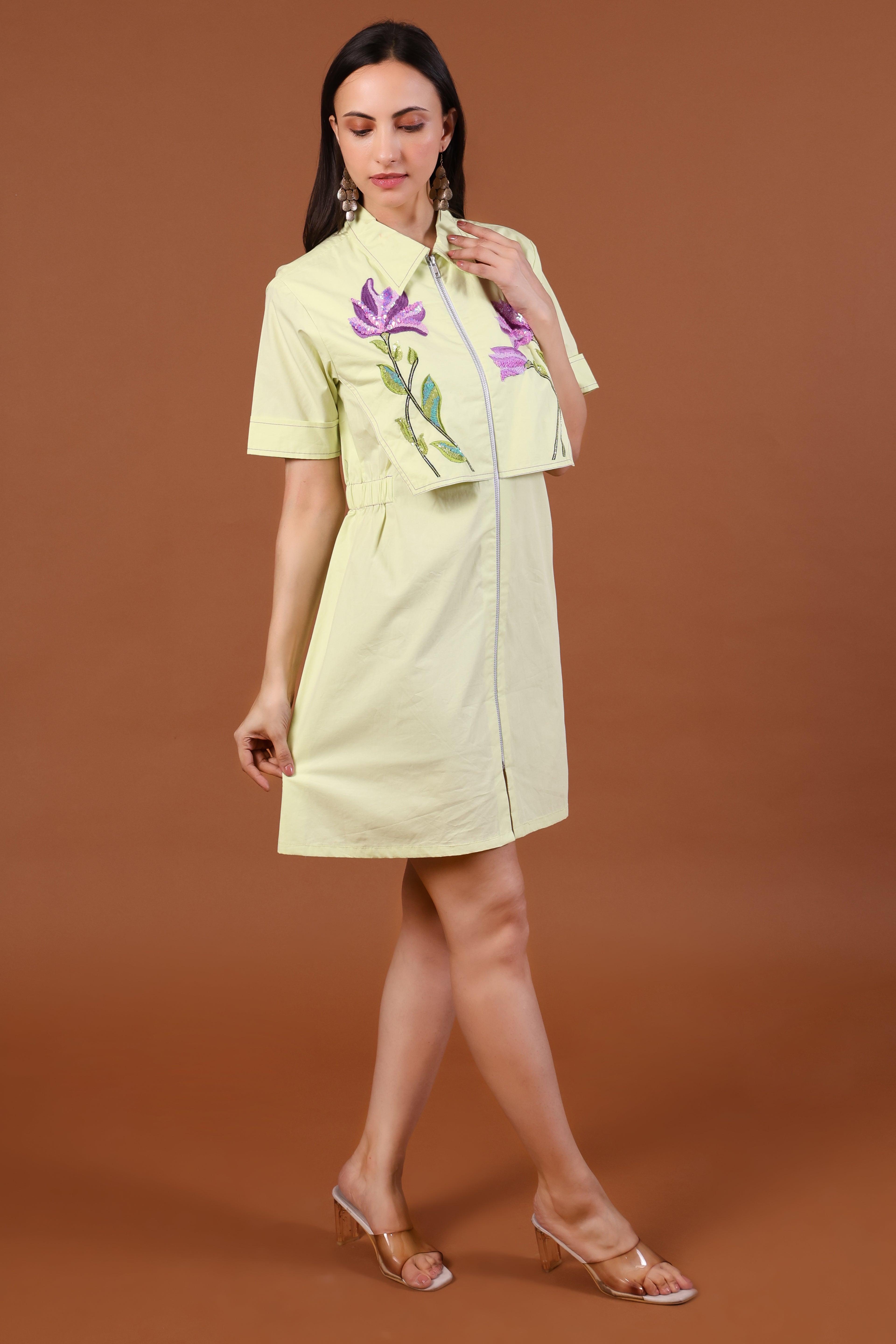 Golden Cotton Yellow Dress Skirt