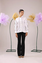 THE WHITE HEART SLEEVE COTTON SHIRT WITH WIDE PLACKET