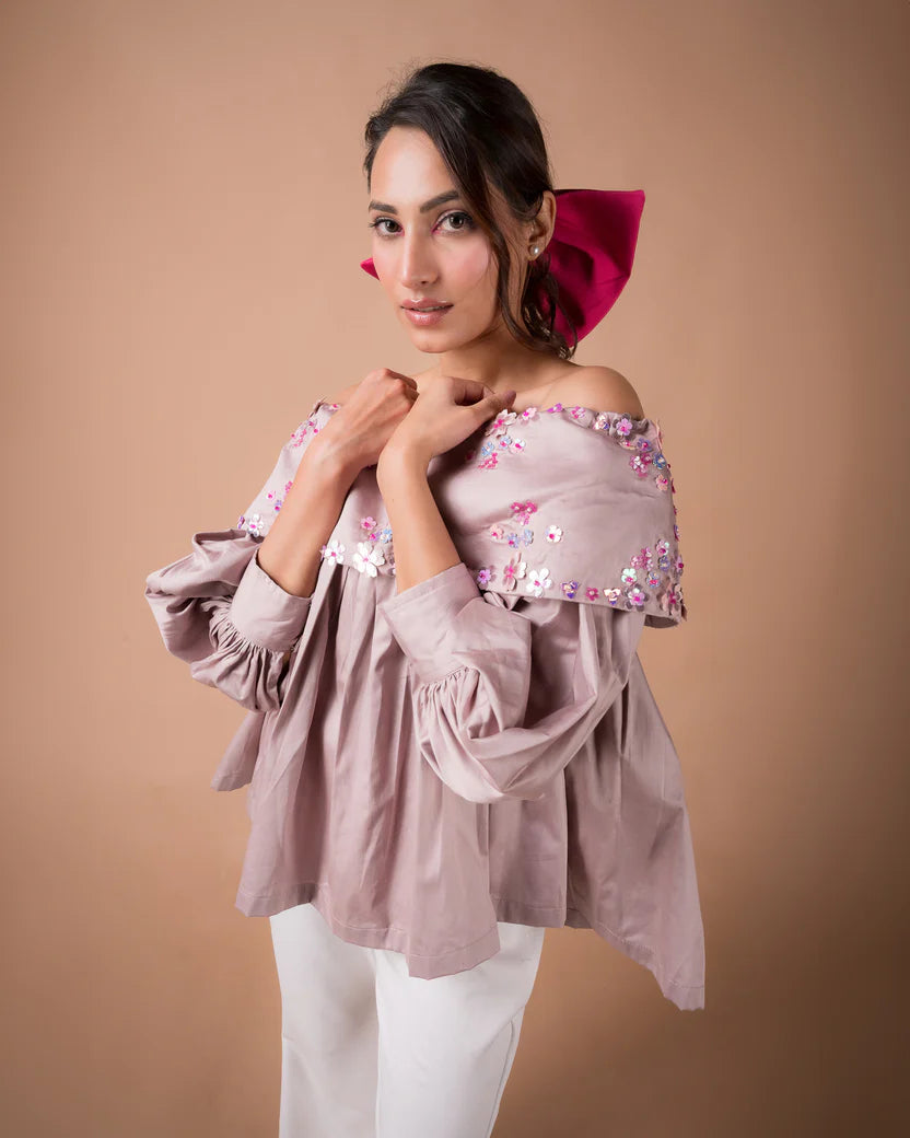 The Blush Floral Off-Shoulder Top - BeyondStiches