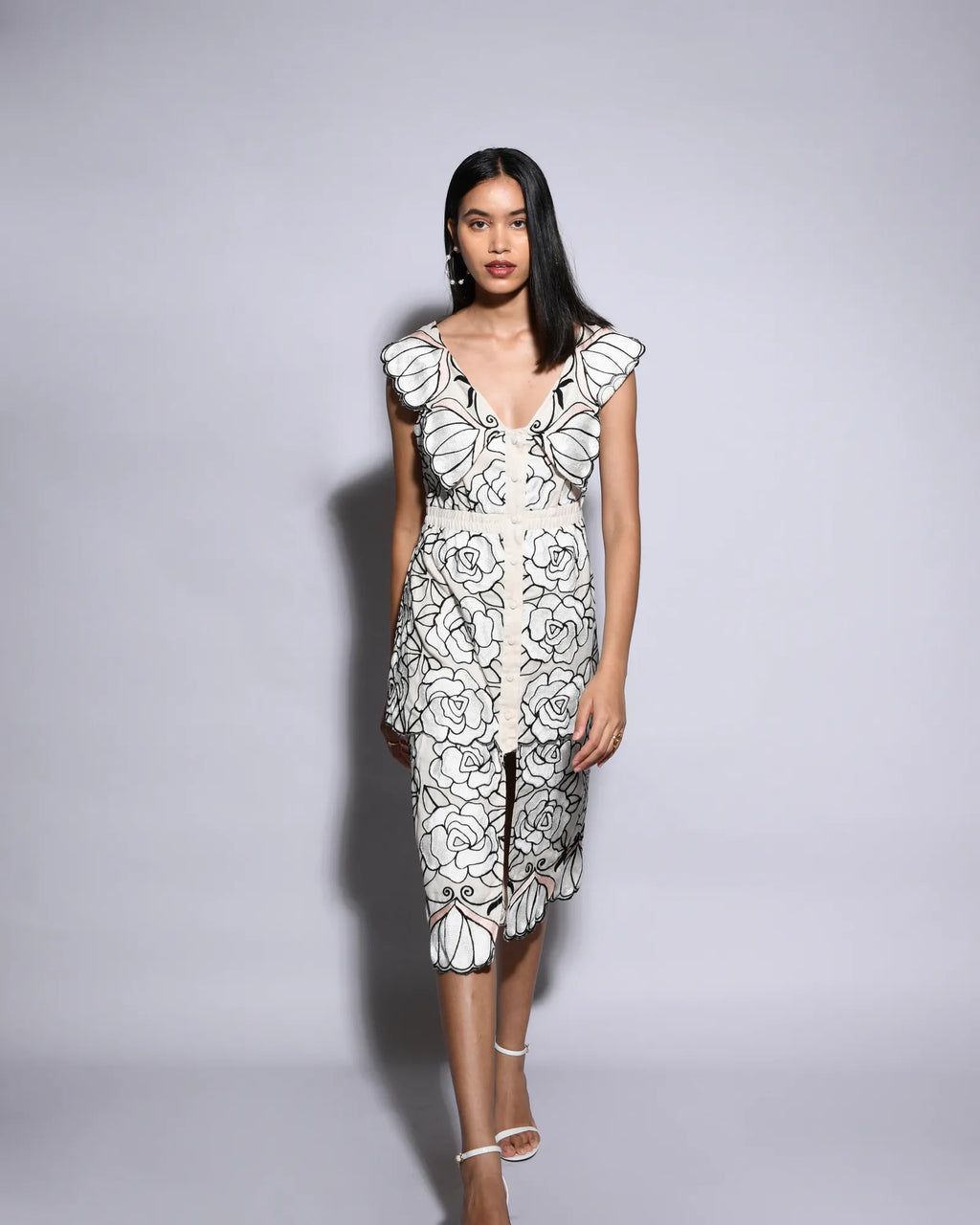 Elina  Rose Cutwork Dress
