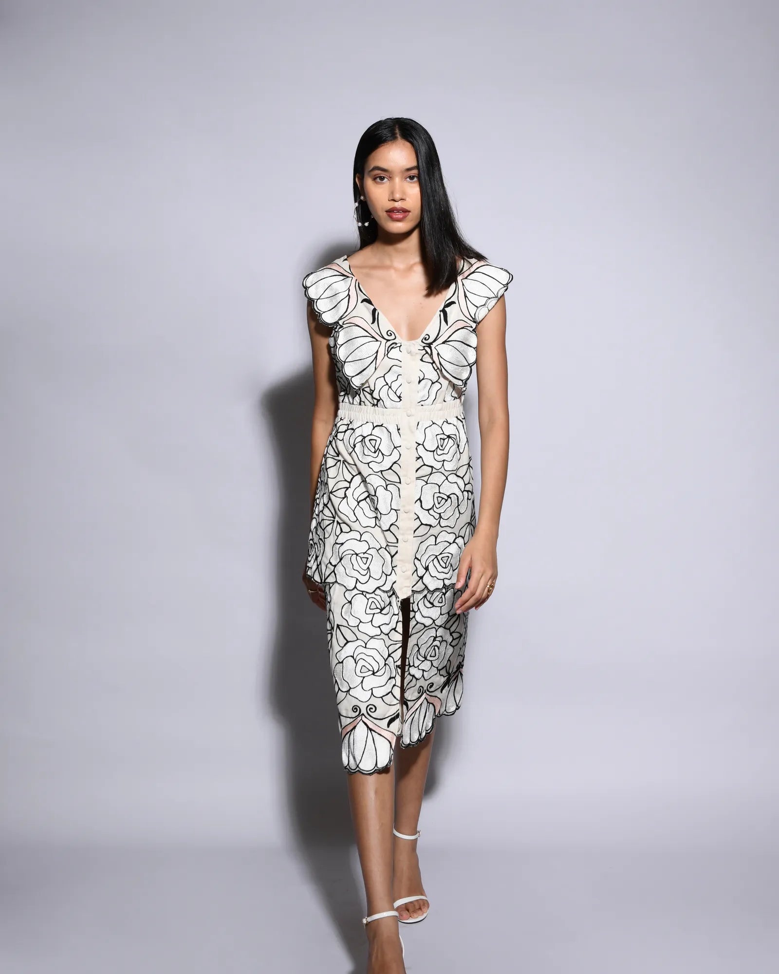 Elina  Rose Cutwork Dress