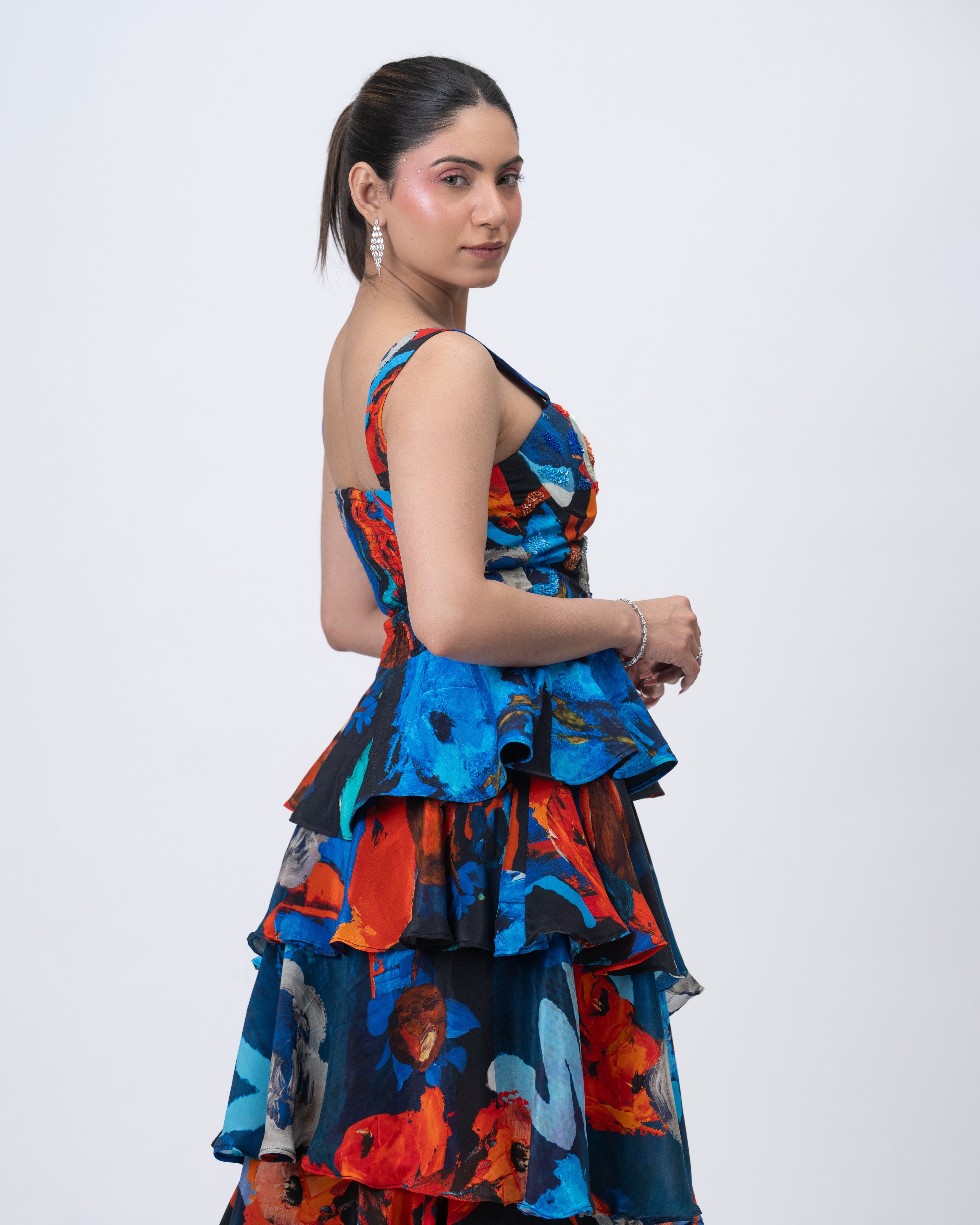 Parade Noir Peplum Bustier and Ruffle Maxi Skirt - Stitched Almaree
