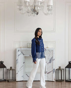 Aureal Blue French Lace Cotton Shirt