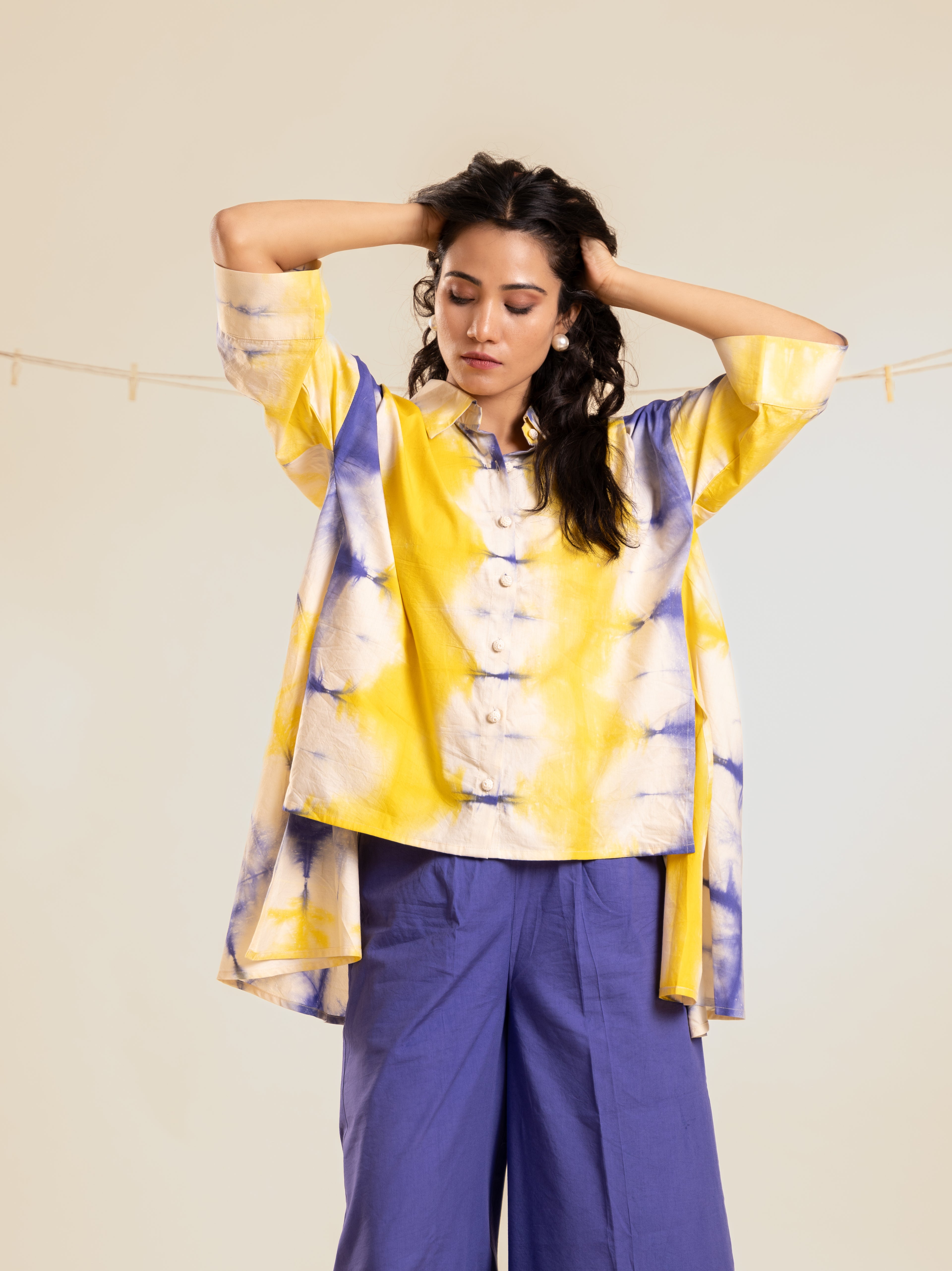 Funky Fusion High-Low Shirt with Crop Pants