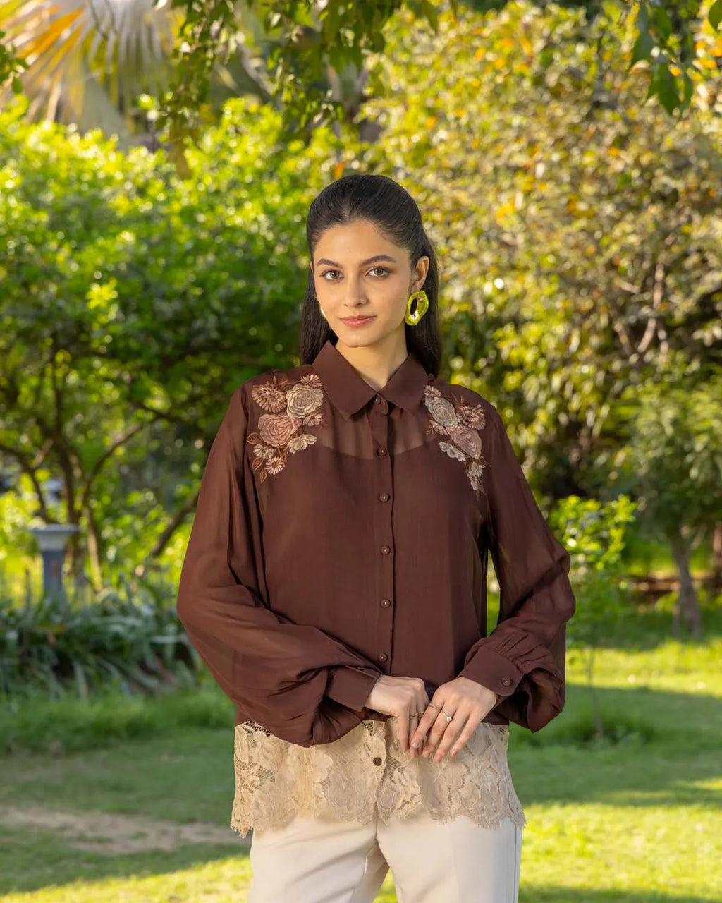 Hellebore French lace Georgette shirt