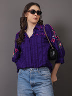 Purple Crushed Embroidered Shirt