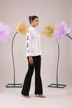 THE WHITE HEART SLEEVE COTTON SHIRT WITH WIDE PLACKET