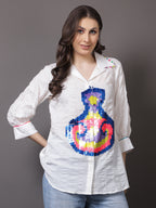 White Crushed Sequin Shirt