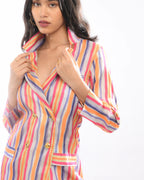 Multi Colour Striped  Blazer Dress - Itara