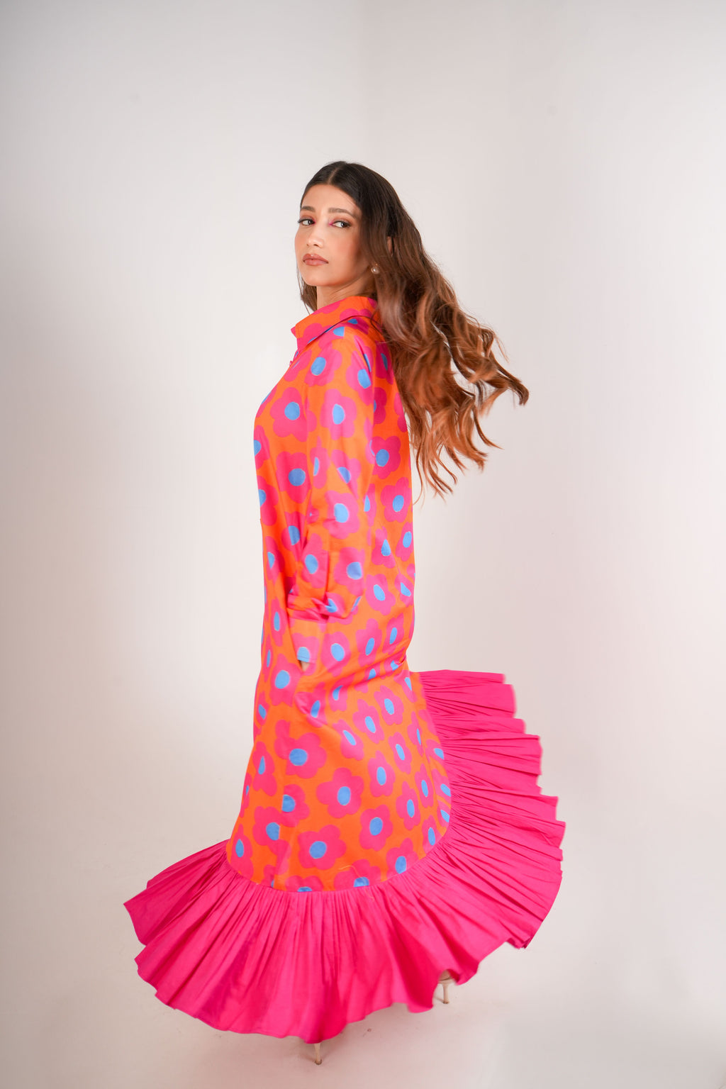 Mystic Bloom Layered Shirt Dress