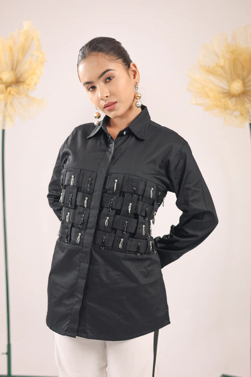 THE BLACK CRISS CROSS CHECK COTTON SHIRT