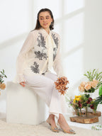 Solaire Ivory spring metalic Mul Cotton Top