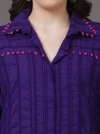 Purple Crushed Embroidered Shirt - Gagan Vohra