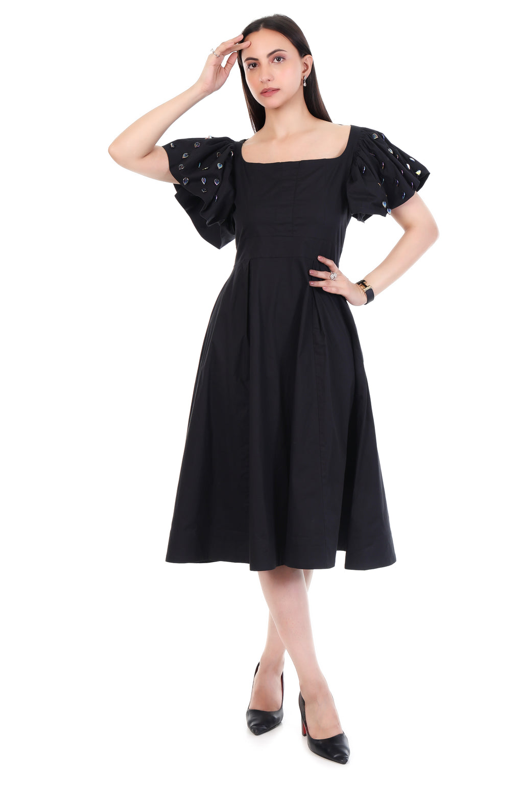 Timeless Cotton Black Dress - Harneet Kaur