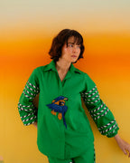 Green Parrot  Shirt / Coord
