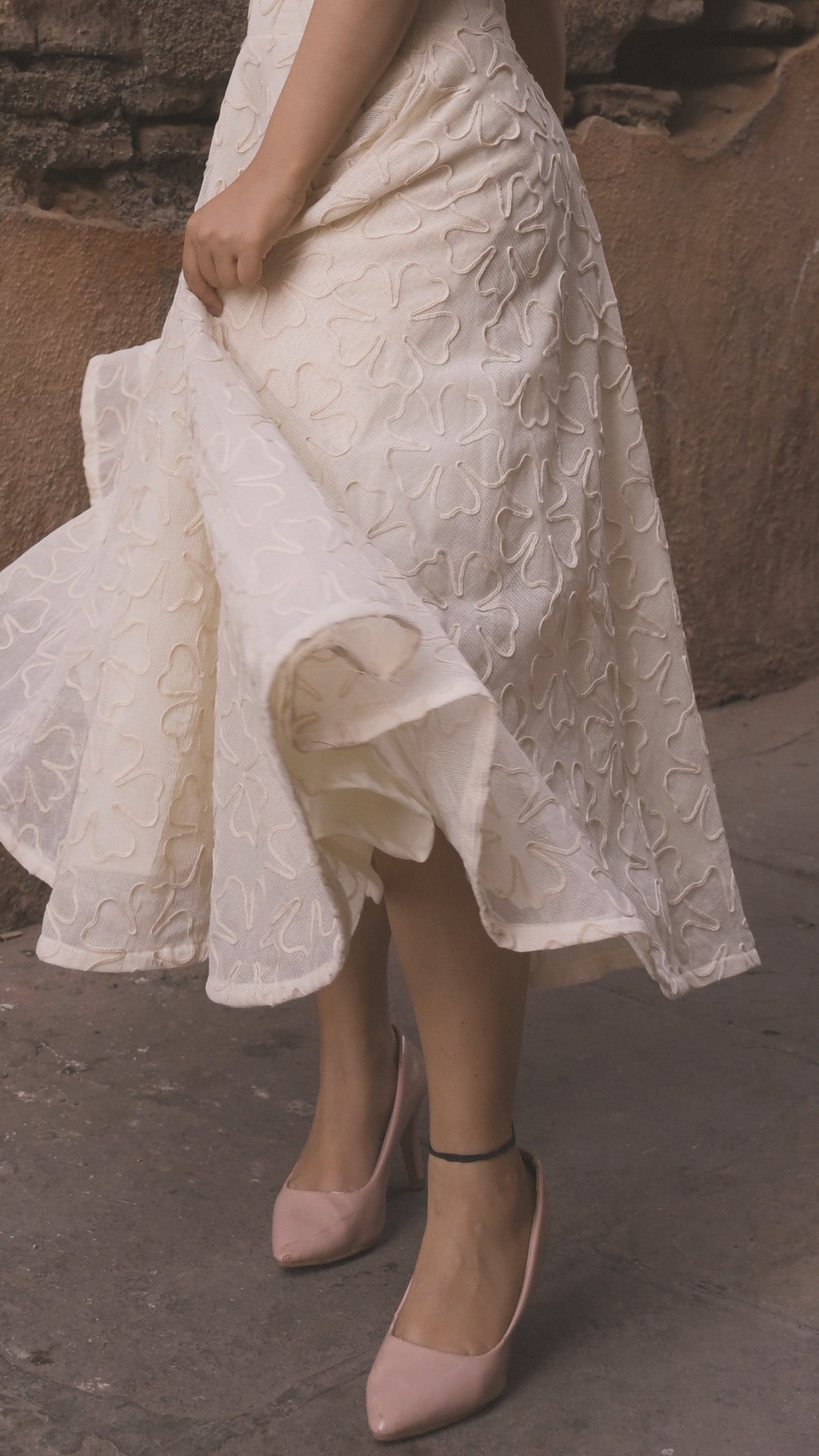 White Petal Long Skirt - Divya Chawla