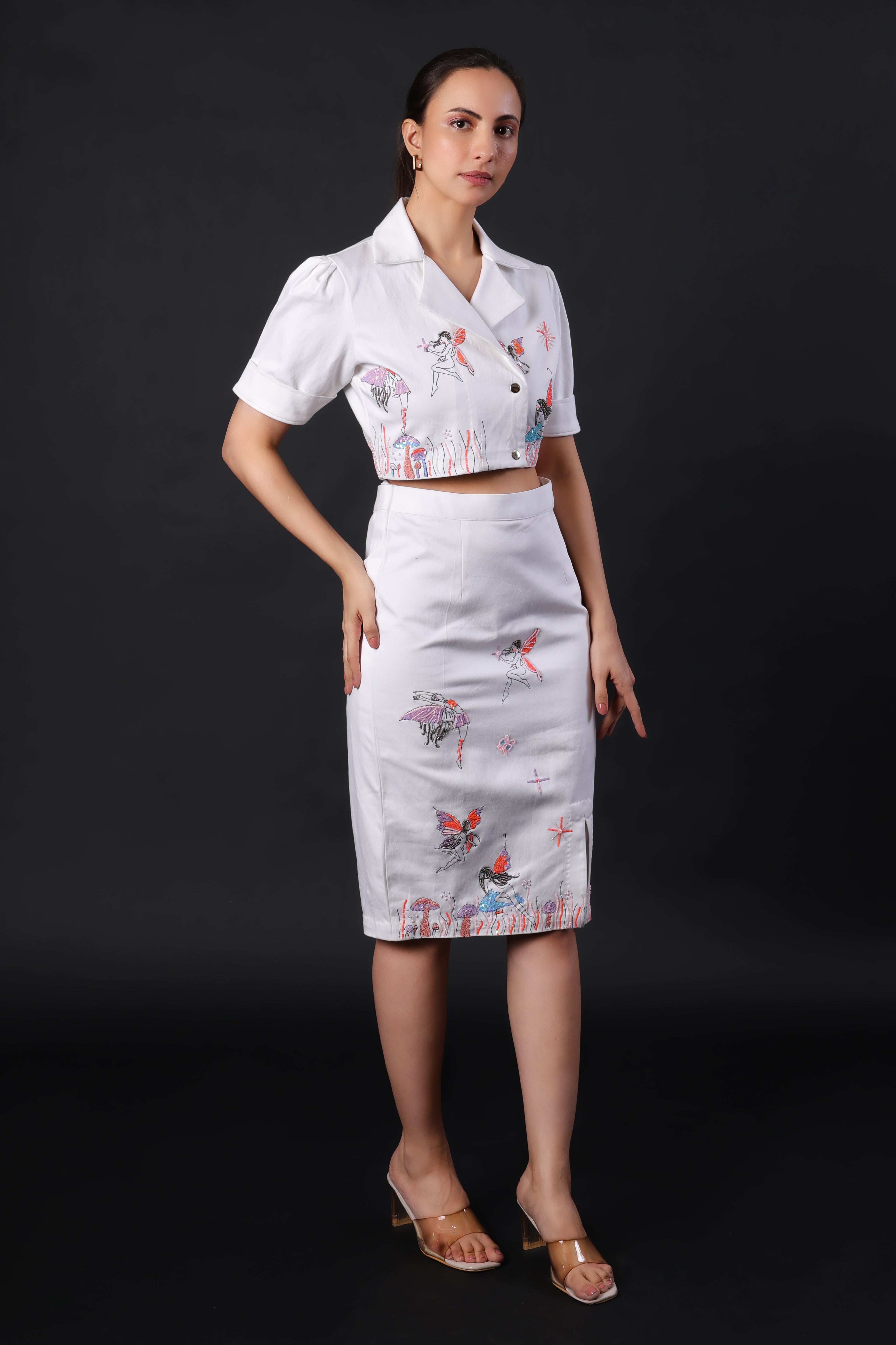 Pearl Cotton White Skirt - Harneet Kaur