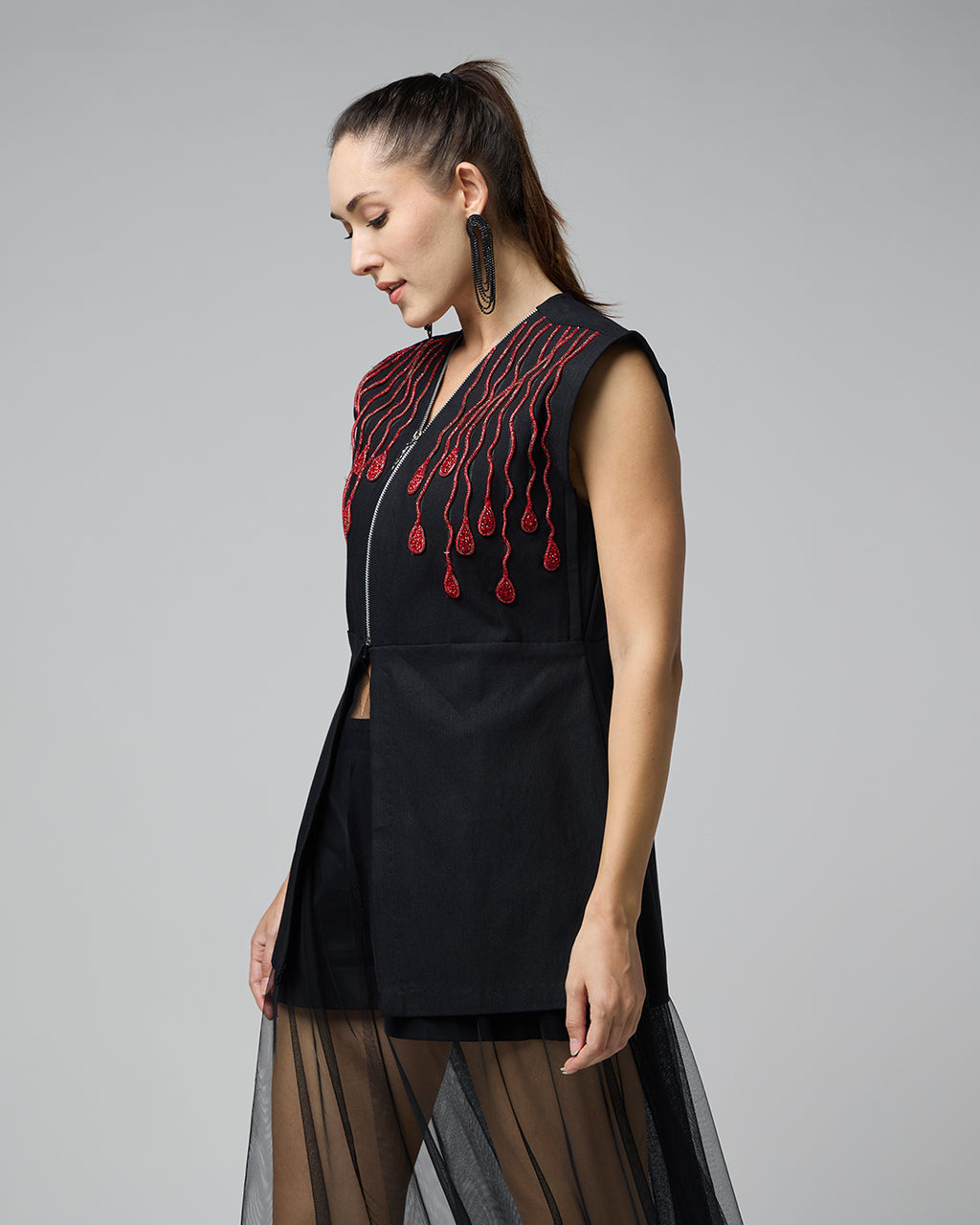 Sophisticated Cotton Black Dress - Harneet Kaur