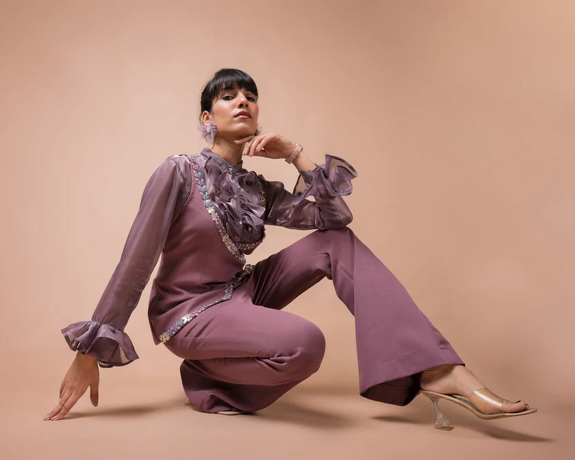 The Purple Ruffle Co-Ord Set - BeyondStiches