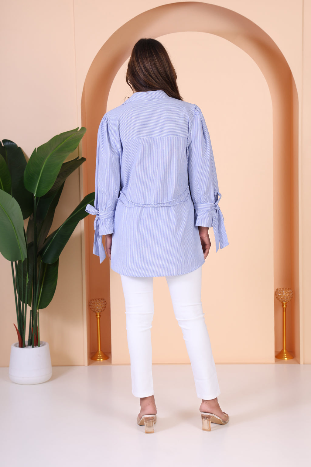 Blue Stripes Embroidered Shirt
