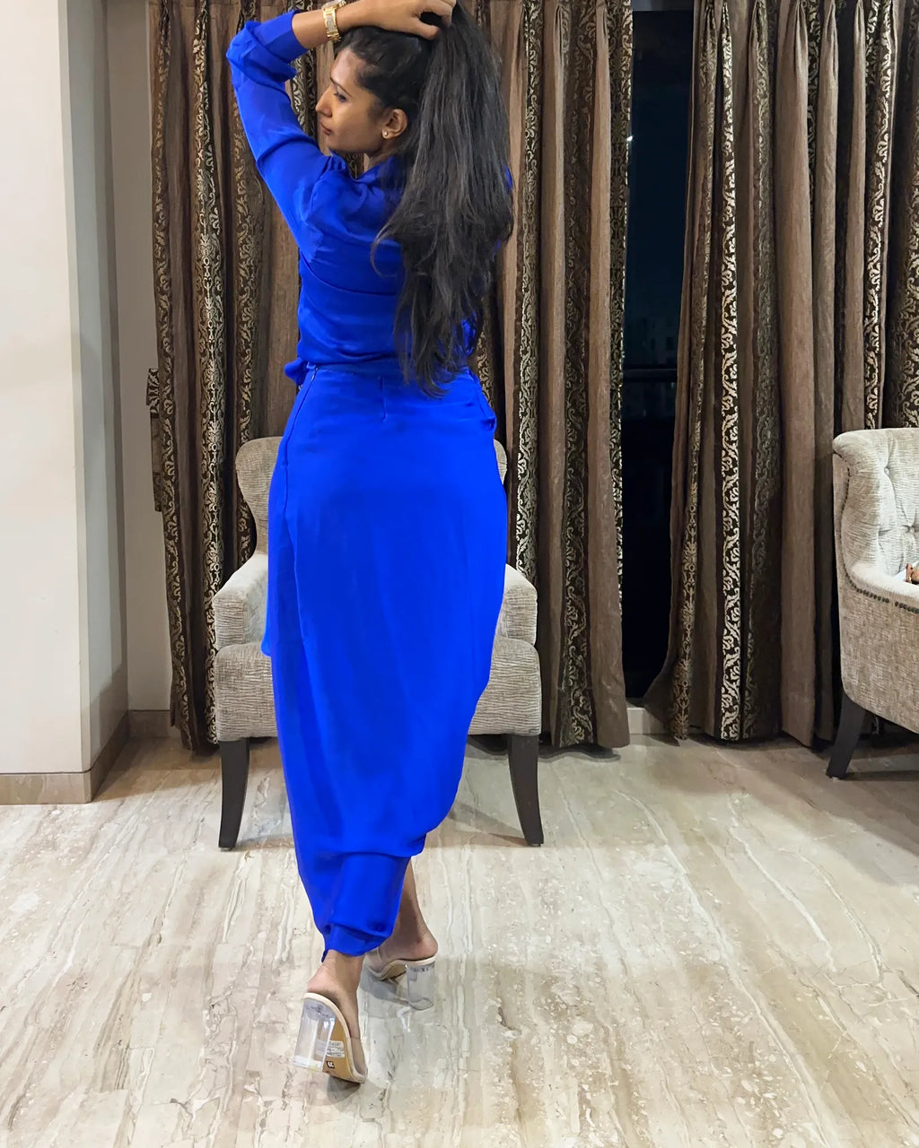 Electric Blue Top And Skirt Set