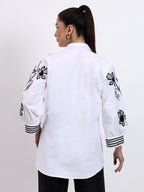 White Ric Rac Embroidered Shirt - Gagan Vohra