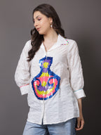 White Crushed Sequin Shirt