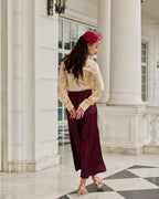 Silken Promise Beige Lace Accented Potli Button Satin Silk Top
