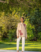 Rose French lace Dupion Silk shirt