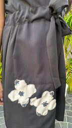 Black Sleeveless Leather Patch Dress