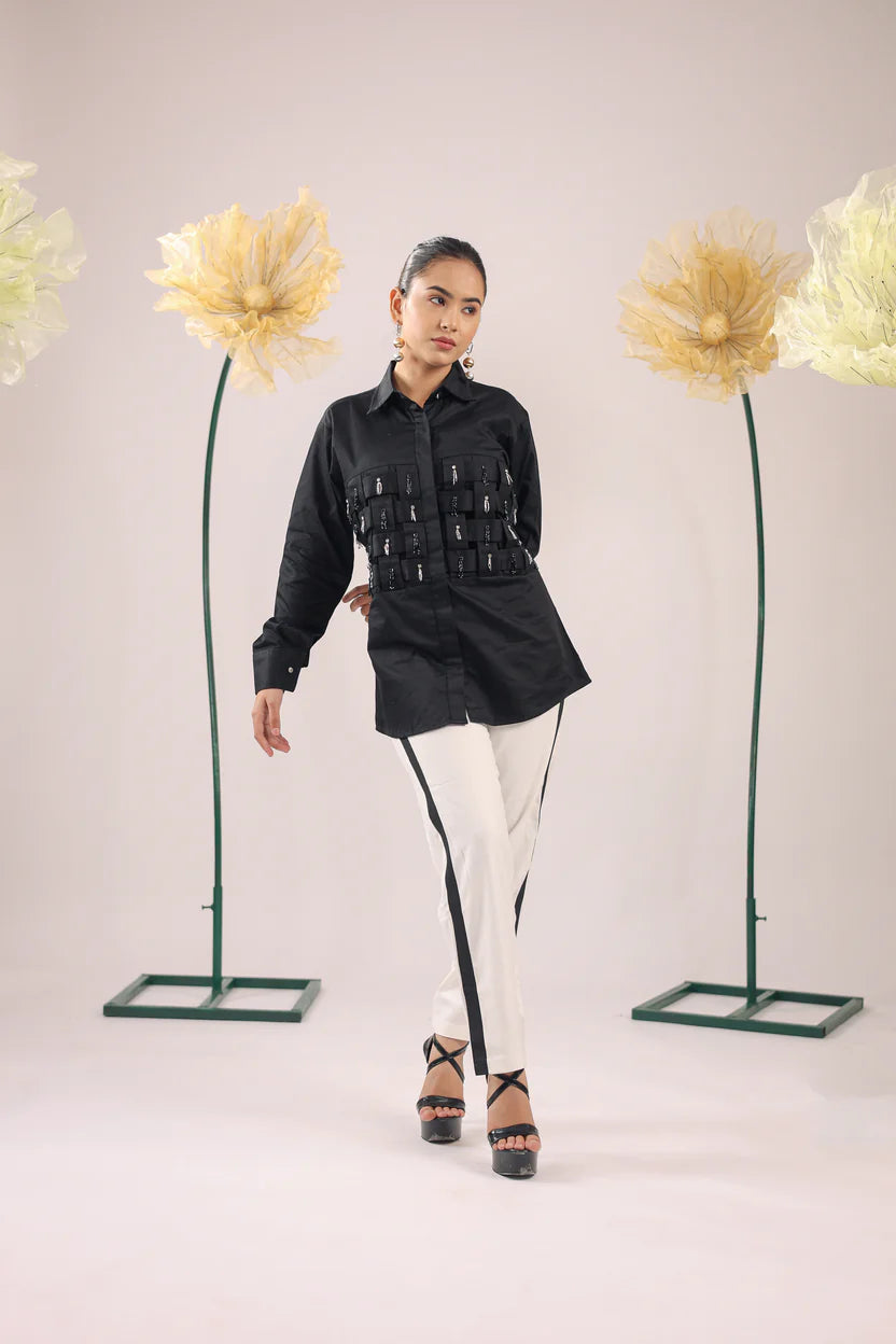THE BLACK CRISS CROSS CHECK COTTON SHIRT