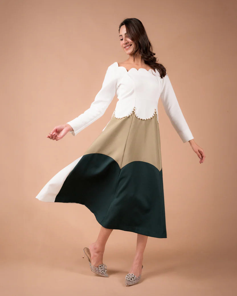 The Color-Block Scallop Dress