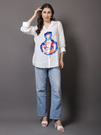 White Crushed Sequin Shirt