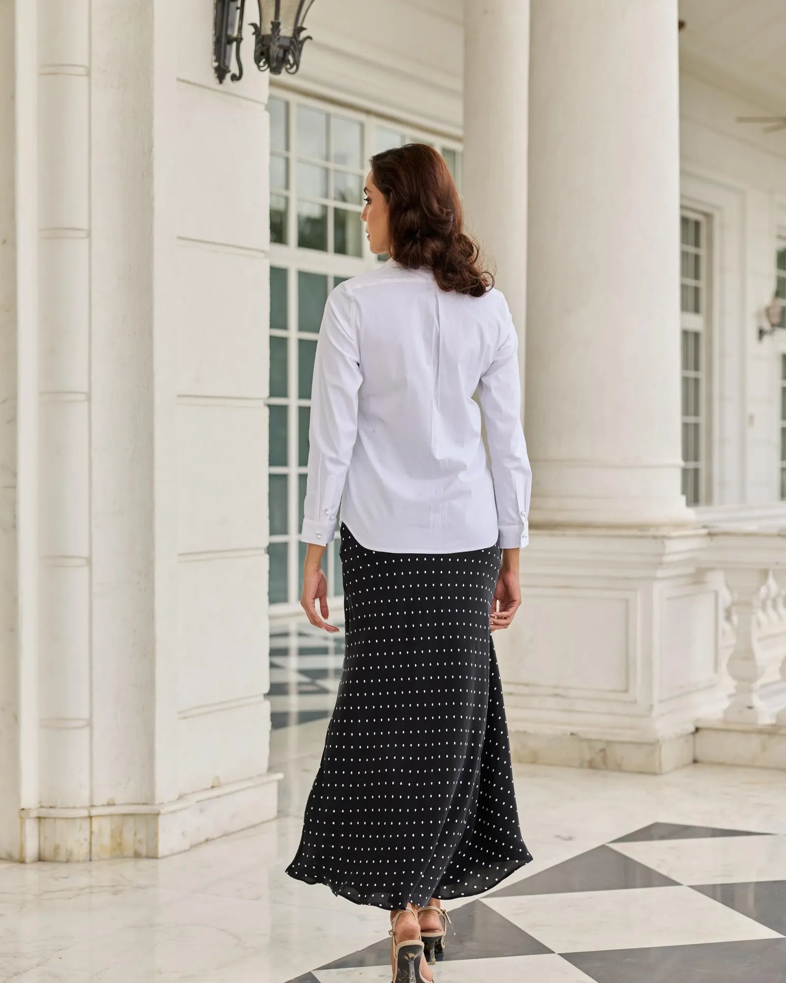 Pocketed Aura Classic White French Lace Cotton Shirt - Dareiss