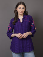 Purple Crushed Embroidered Shirt